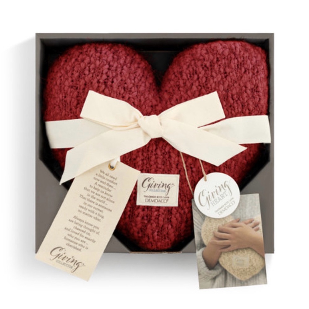DEMDACO Giving Heart Cranberry Red 10 X 11 Cotton Weighted Plush Decorative - Picture 3 of 6